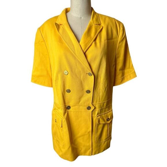 Mondi Yellow Short Sleeve Double Breasted Jacket Women's Size 46 - Picture 1 of 7